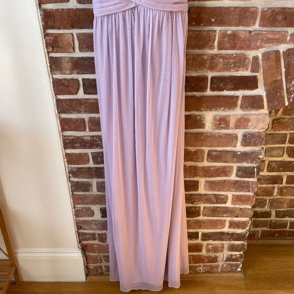 David's Bridal Bridesmaid Mesh Long Dress with Crisscross Back, Size 4 - Picture 2 of 8